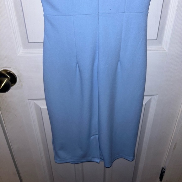 Baby blue pencil skirt dress with ruffles - Picture 9 of 10